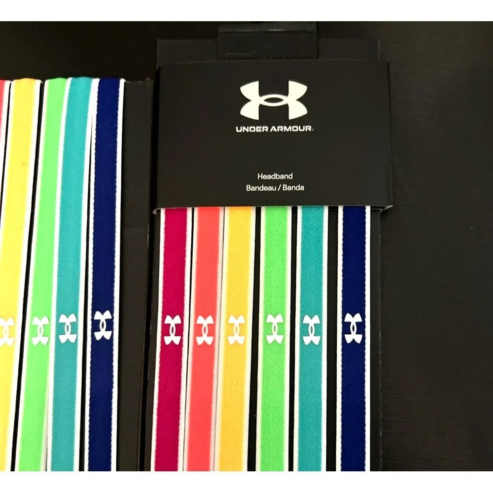 NEW Under Armour Headbands 17 Pc Reflective Elastic Neon Multicolor Logo